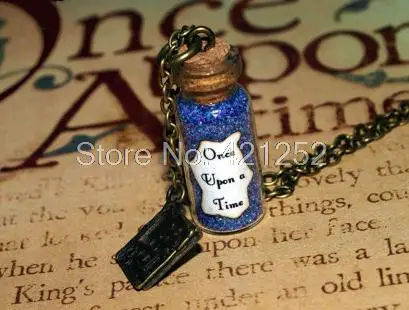 

12pcs Once Upon a Time Magical Necklace glass Bottle Necklace with an Old Book Charm Inspired necklace