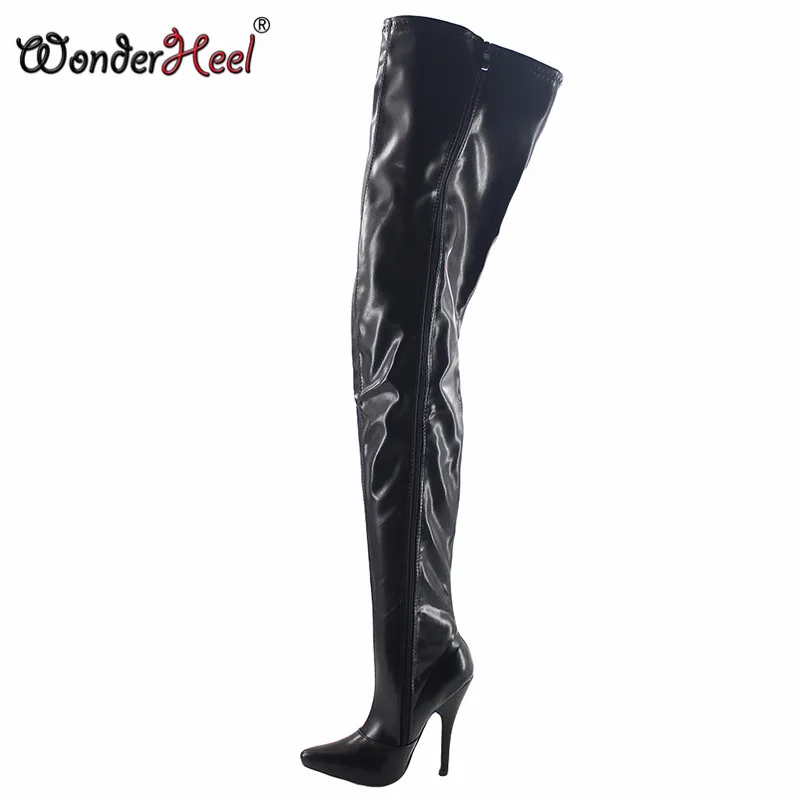 Wonderheel/Новинка Туфли лодочки на высоком каблуке 12 см шпильке черная матовая