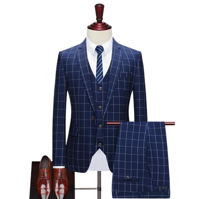 Men 3 Pieces Suit Spring Autumn Plaid Slim Fit Business Formal Casual Check Suits Office Work Party Prom Wedding Groom
Men 3 Pieces Suit Spring Autumn Plaid Slim Fit Business Formal Casual Check Suits Office Work Party Prom Wedding Groom