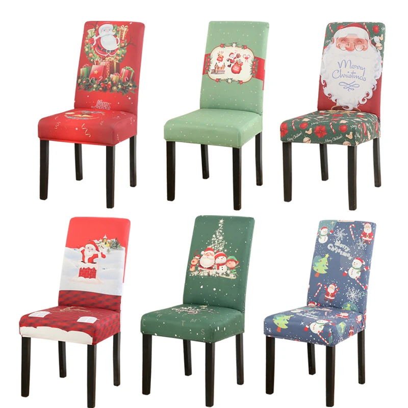 

Цифровое напечатание Рождественское украшение чехол для кресла спандекс чехол для вечерние столовой чехлы для стула банкета