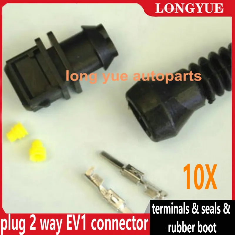 

10kit 2 PIN MALE JPT Junior Power Timer Plug 2 Way EV1 Connector With Terminals & Seals & Rubber Boot
