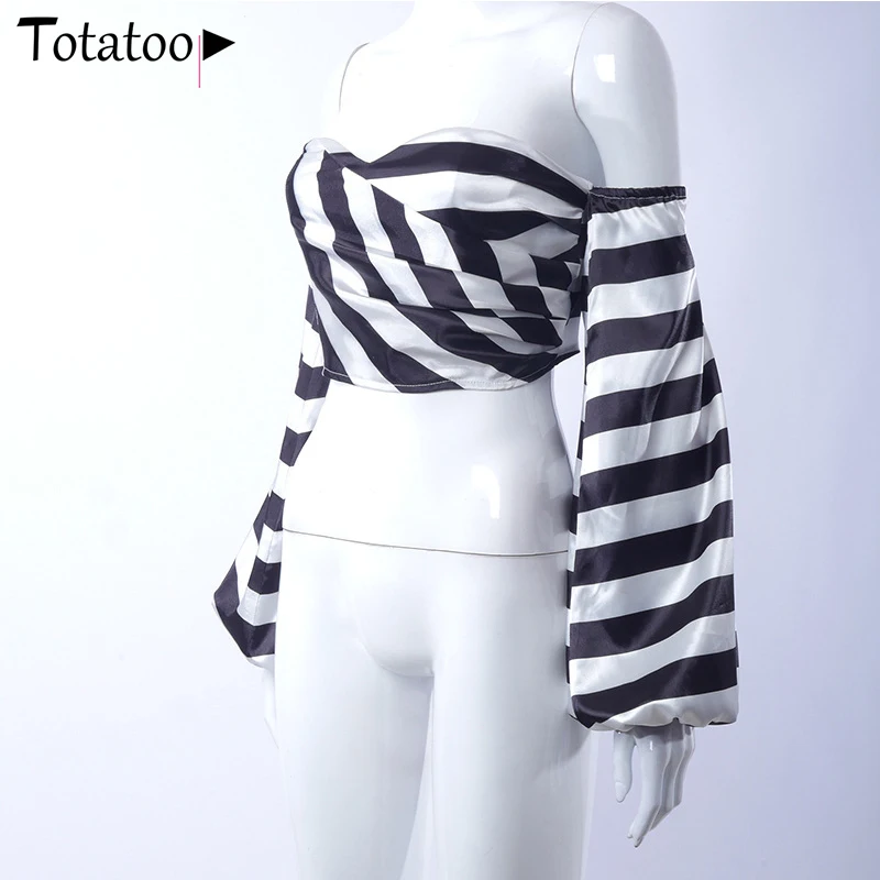 Totatoop Sexy Off Shoulder Black White Striped Crop Tops Women 2021 Summer Lantern Sleeve Elegant Office Lady T Shirts
Totatoop Sexy Off Shoulder Black White Striped Crop Tops Women 2021 Summer Lantern Sleeve Elegant Office Lady T Shirts