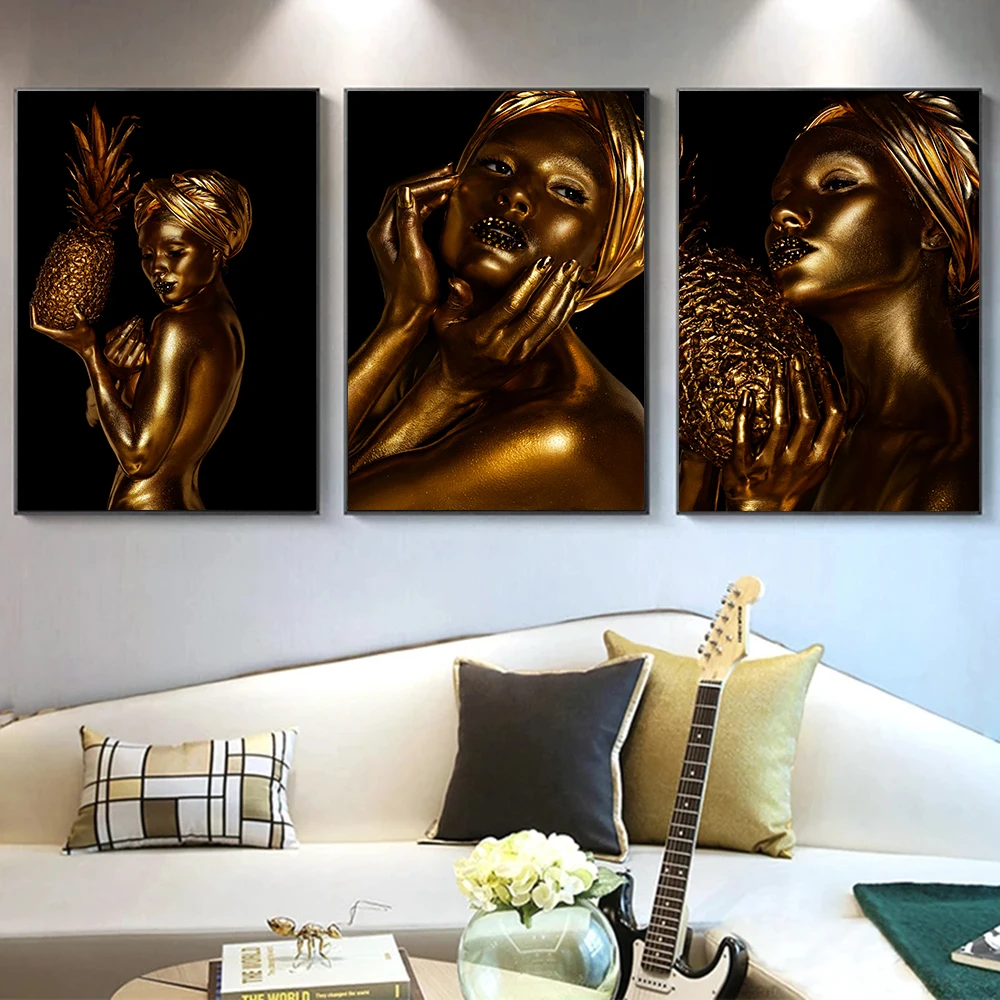 Modern Art Home Decoration Painting Golden African Woman Posters Pictures Print Wall Art Canvas Painting for Living Room Decor
Modern Art Home Decoration Painting Golden African Woman Posters Pictures Print Wall Art Canvas Painting for Living Room Decor