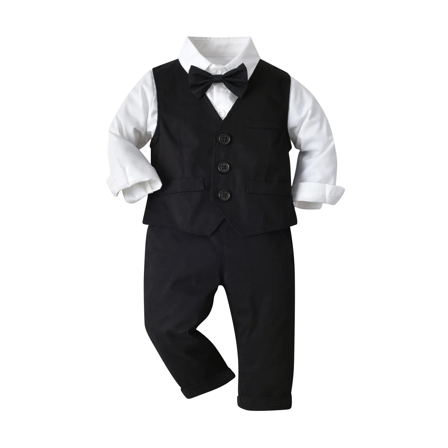 Boy Child Wedding Suit Toddler Kids Clothing Formal Cotton Black Vest + White Shirt + Pants 4 Pieces Full Outfits
Boy Child Wedding Suit Toddler Kids Clothing Formal Cotton Black Vest + White Shirt + Pants 4 Pieces Full Outfits