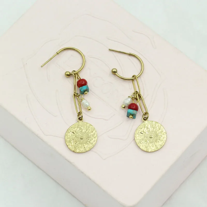 European Damascus Pattern Silver Coin Pendant Earrings For Women Stainless Steel Pearl Stone Trend Earrings 2022 New Accessories
European Damascus Pattern Silver Coin Pendant Earrings For Women Stainless Steel Pearl Stone Trend Earrings 2022 New Accessories