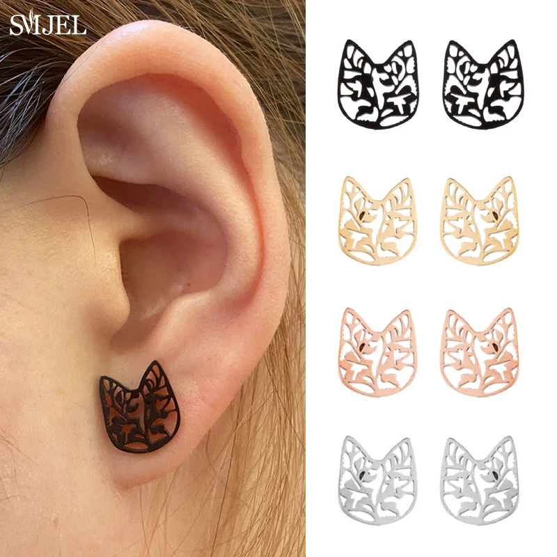 New Arrival Cute Cat Ears Small Stud Earrings for Women Fashion Design Cat Head Plant Earring Stainless Steel Jewelry Pendientes
New Arrival Cute Cat Ears Small Stud Earrings for Women Fashion Design Cat Head Plant Earring Stainless Steel Jewelry Pendientes