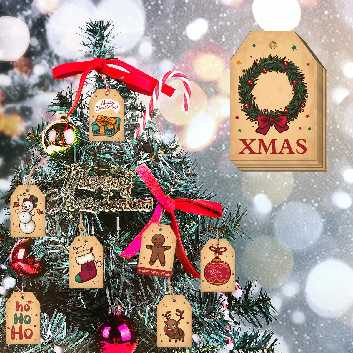 Creative 96-piece Kraft Paper Tag Christmas Tree Small Pendant Set Christmas Gift Decoration Card Product Label Small Tag
Creative 96-piece Kraft Paper Tag Christmas Tree Small Pendant Set Christmas Gift Decoration Card Product Label Small Tag