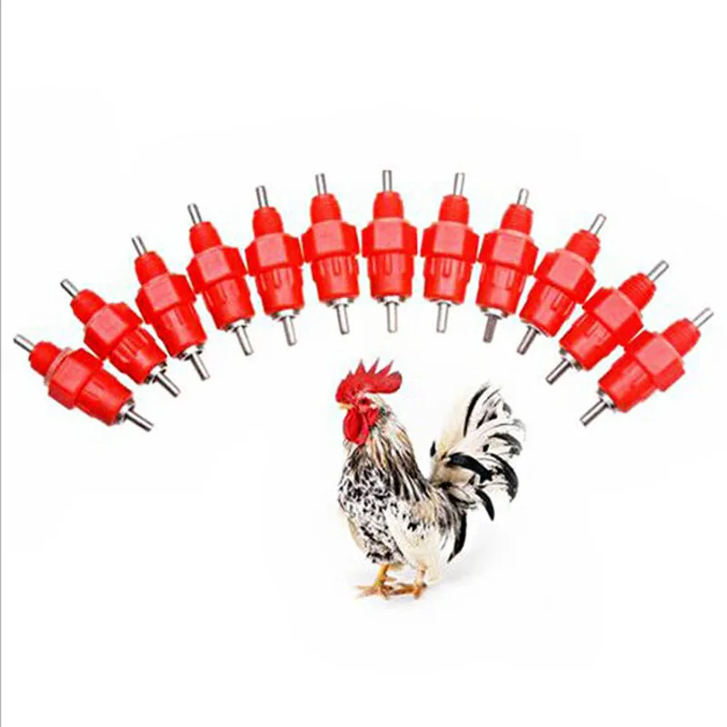 

200pcs Poultry Chicken Nipple Drinker Drinking Fountain Red Mouth Water Duck Quail Birds Poultry Farming Feeding Equipment