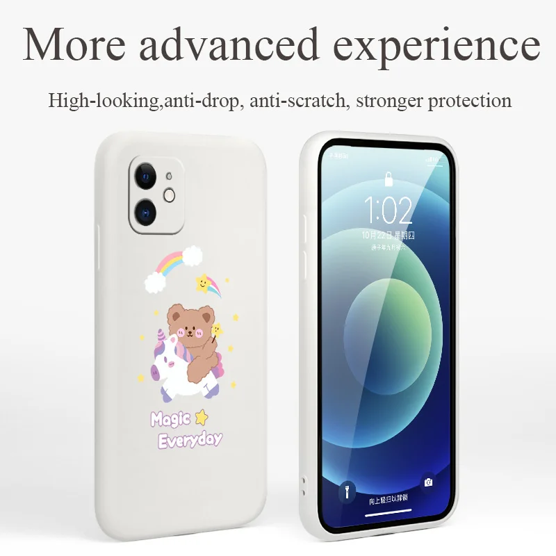 

Cute Bunny Bunny Phone Case For iPhone 12 Pro Max 11 X XS XR XSMAX SE2020 8 8Plus 7 7Plus 6 6S Plus Liquid Silicone Cover
