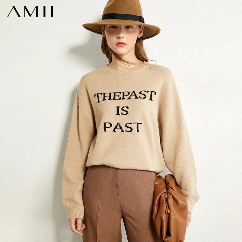 Amii Minimalism Autumn Winter Sweaters For Women Fashion Oneck Letter Loose Women's sweater Female Pullover Tops 12030342
Amii Minimalism Autumn Winter Sweaters For Women Fashion Oneck Letter Loose Women's sweater Female Pullover Tops 12030342