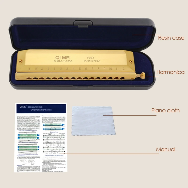 QI MEI Chromatic Harmonica 16 Hole 64 Tone Mouth Organ Instrumentos Key of C Professional Musical Instruments
QI MEI Chromatic Harmonica 16 Hole 64 Tone Mouth Organ Instrumentos Key of C Professional Musical Instruments