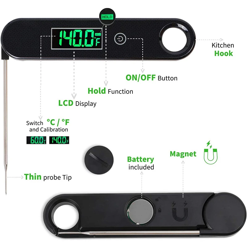 Food Meat Thermometer for Cooking, Digital Instant Read Kitchen Food Candy Thermometer, Cooking Thermometer
Food Meat Thermometer for Cooking, Digital Instant Read Kitchen Food Candy Thermometer, Cooking Thermometer