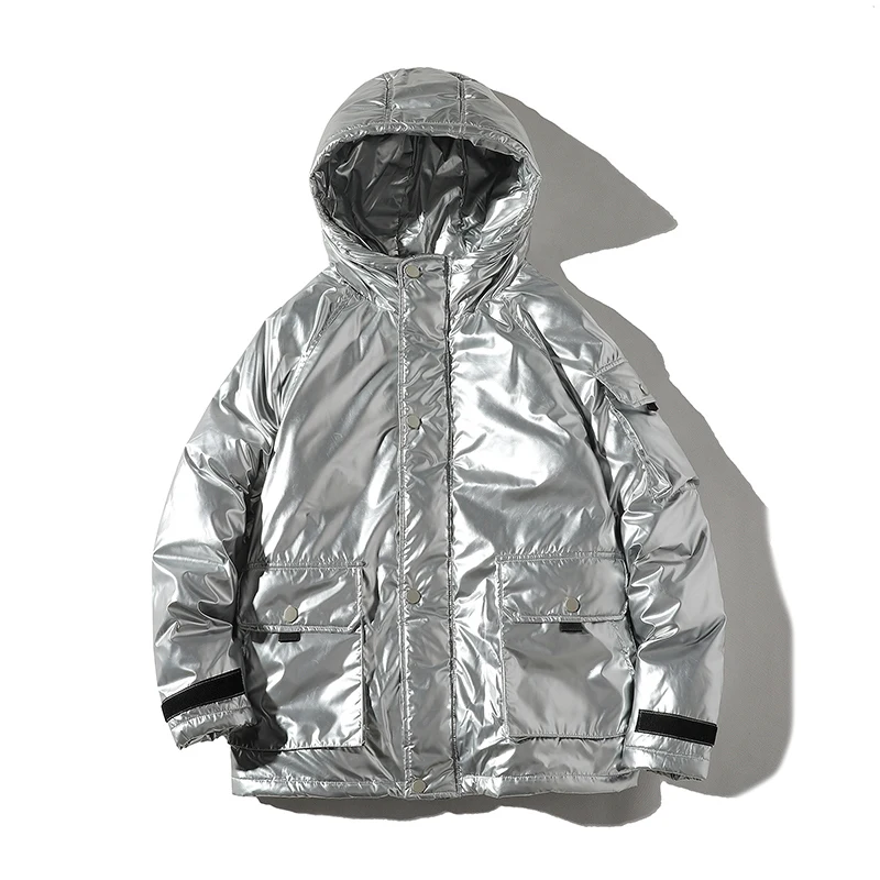 Japanese Fashion Men Hooded Outwear Silver Bright Jacket Cotton Loose Coat Man Winter Warm Thick Down Cotton Padded Short Parkas
Japanese Fashion Men Hooded Outwear Silver Bright Jacket Cotton Loose Coat Man Winter Warm Thick Down Cotton Padded Short Parkas