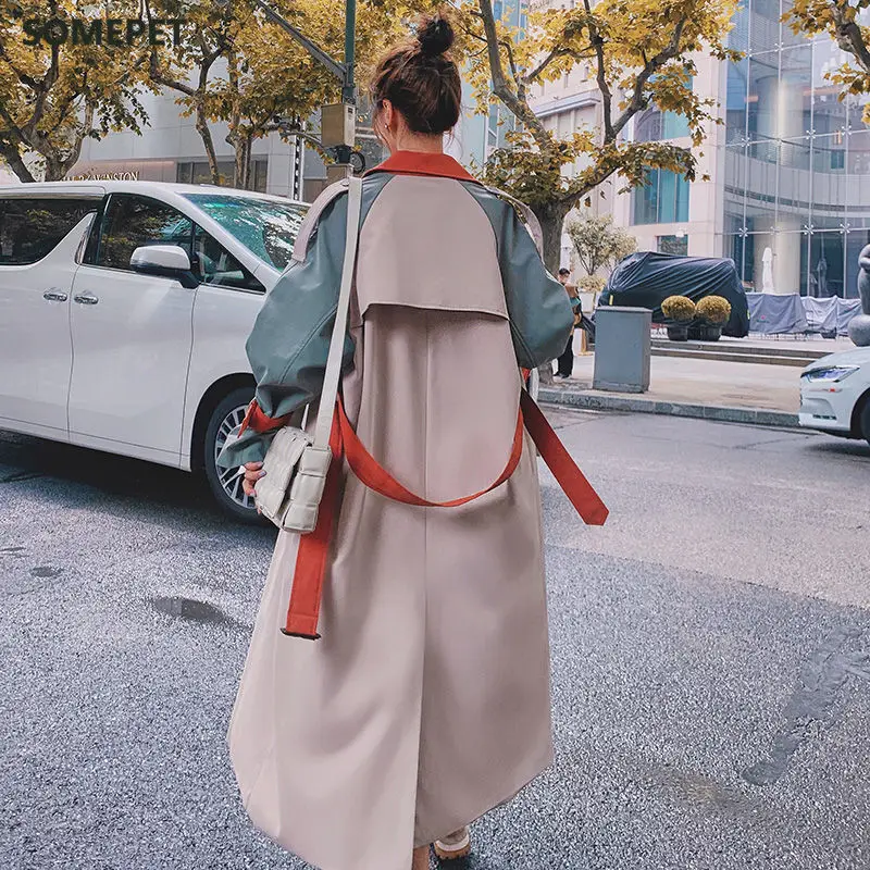 Chic Women's Color Matching Windbreaker Spring Fall Korean Loose Long Overcoat Plus Size British Trench Coat With Belt
Chic Women's Color Matching Windbreaker Spring Fall Korean Loose Long Overcoat Plus Size British Trench Coat With Belt