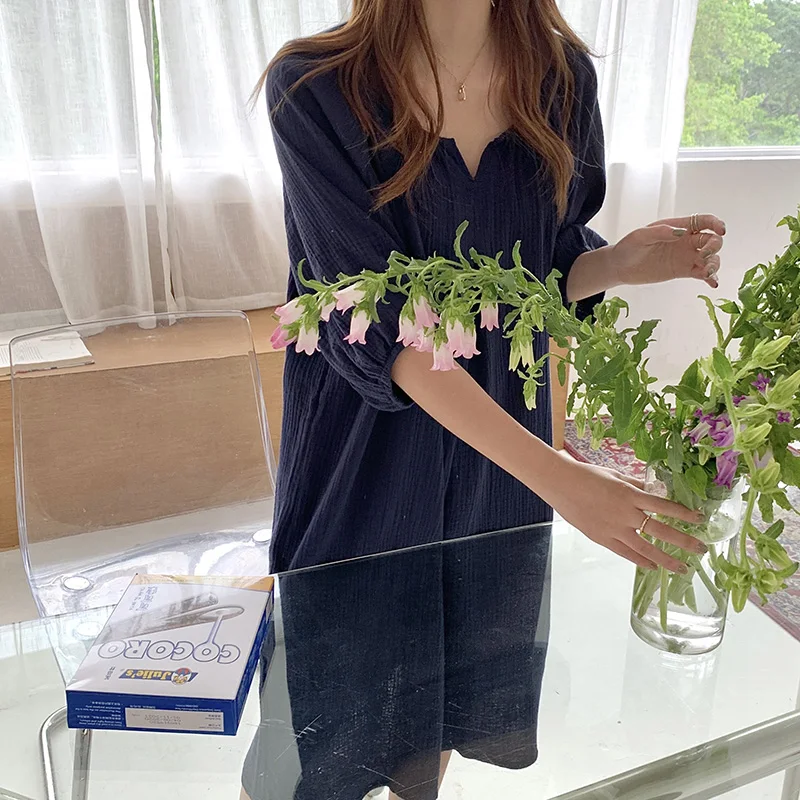 Vintage Solid Summer Nightgown Korean Cotton Soft Long Sleepwear Casual Loose Home Clothes Harajuku O-Neck Simple 2021
Vintage Solid Summer Nightgown Korean Cotton Soft Long Sleepwear Casual Loose Home Clothes Harajuku O-Neck Simple 2021