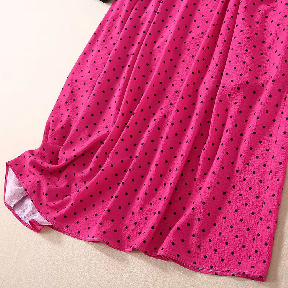 Princess Women Dresses 2020 Spring Summer Style Ladies Ruffled Collar Polka Dot Print Long Sleeve Mid-Calf Length Rose Red Dress
Princess Women Dresses 2020 Spring Summer Style Ladies Ruffled Collar Polka Dot Print Long Sleeve Mid-Calf Length Rose Red Dress