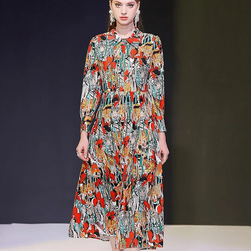 Подиумное дизайнерское модное осеннее платье для женщин новинка 2019 отложной