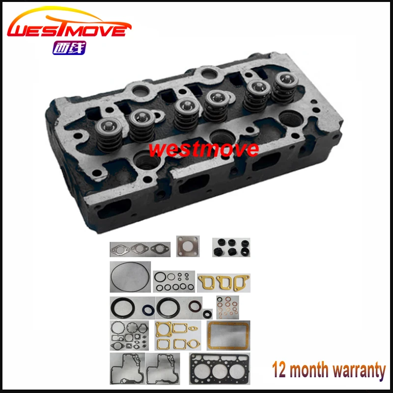 Головки цилиндров в полной сборке assy для двигателя KUBOTA: D850 с прокладкой |