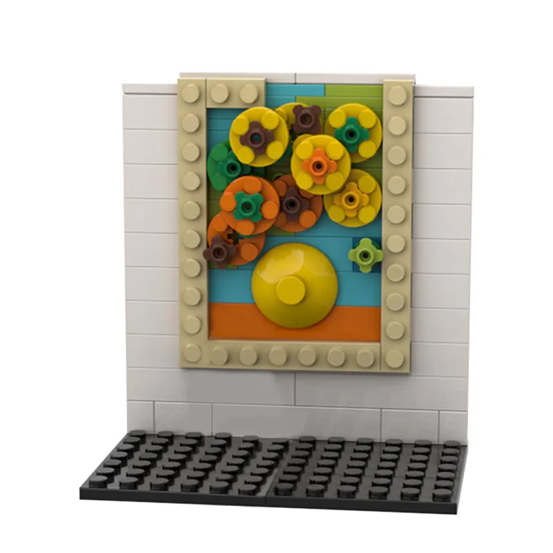 

MOC Pixel художественные мини-кубики, креативные, всемирно известные серии живописи, строительные блоки, Подсолнухи, Ван Гог, детские игрушки «с...