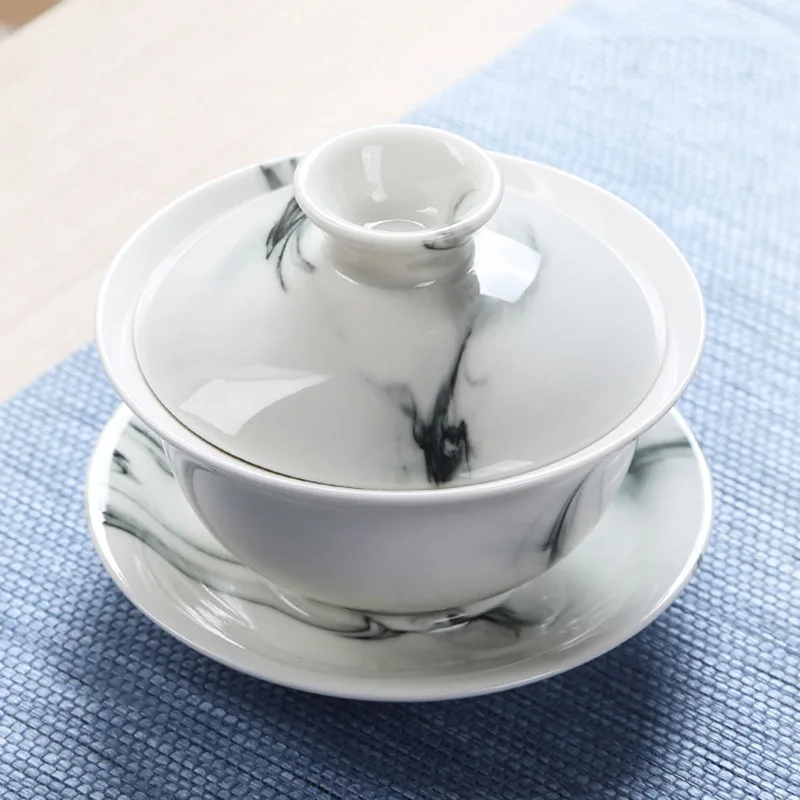 

Чайная чашка с крышкой, большая, гайвань, чашка для чая в стиле кунг-фу, домашняя, Цзиндэчжэнь, ручная роспись, чайный сервиз, китайский чай га...