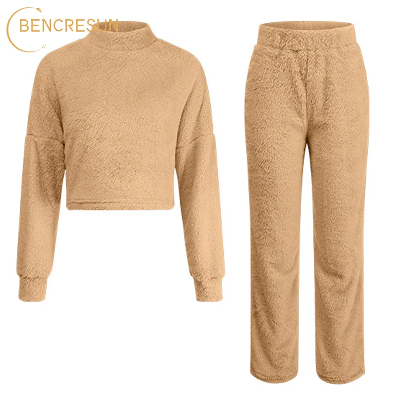 Winter Double Sided Fleece Pajama Sets Women 2 Pcs Loungewear Outfits Female Turtleneck Long Sleeve Tops Pants Loose Tracksuits
Winter Double Sided Fleece Pajama Sets Women 2 Pcs Loungewear Outfits Female Turtleneck Long Sleeve Tops Pants Loose Tracksuits