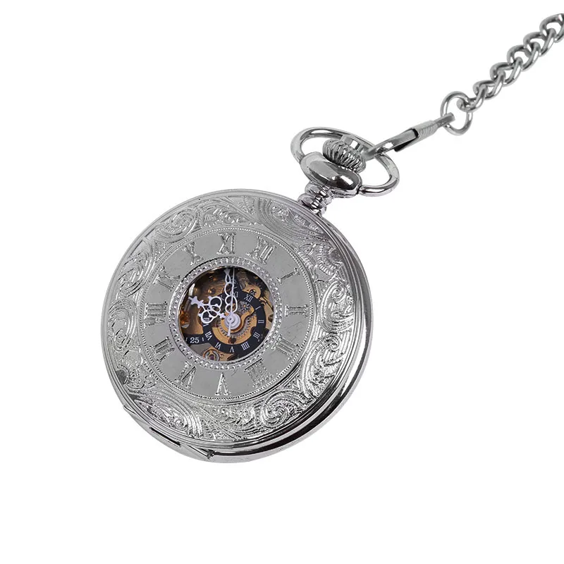 Men's Watches Vintage Silver High-end Lace Engraved Large Mechanical Pocket Watch Ancient Roman Men's Mechanical Pocket Watches
Men's Watches Vintage Silver High-end Lace Engraved Large Mechanical Pocket Watch Ancient Roman Men's Mechanical Pocket Watches
