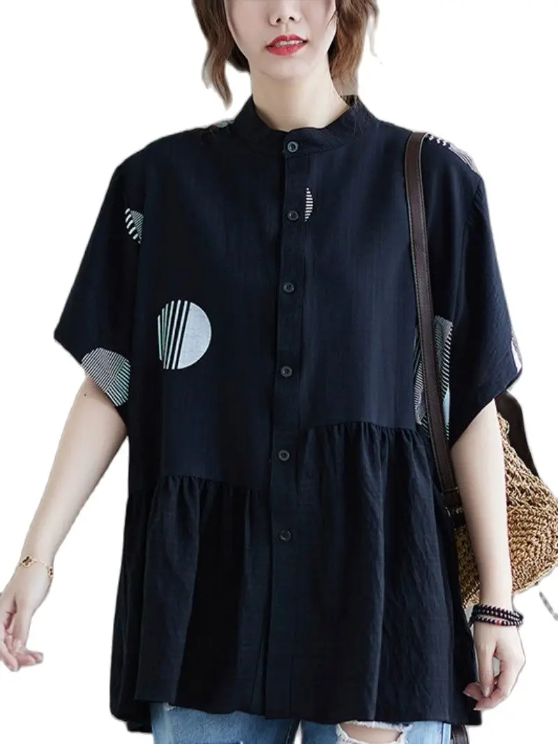 women's shirt Large size design top fat summer western style age reducing printing literature art show thin short sleeve women
women's shirt Large size design top fat summer western style age reducing printing literature art show thin short sleeve women
