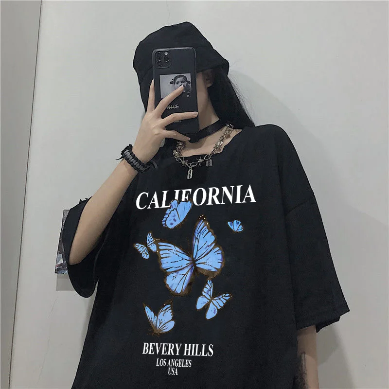 Summer Gothic Aesthetics Loose Ladies T-shirt Purple Butterfly Print Street Style Ladies Top T-shirt Harajuku Clothes Y2K
Summer Gothic Aesthetics Loose Ladies T-shirt Purple Butterfly Print Street Style Ladies Top T-shirt Harajuku Clothes Y2K