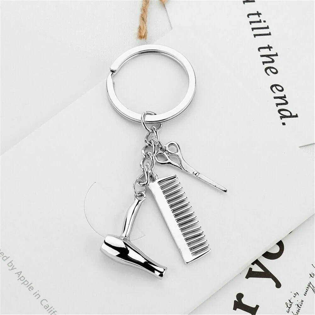 Hairdresser Hair Dryer Scissor Comb Car Keychain Creative Key Ring Jewelry Gift Gold/Silve Interior Accessories Key Chain
Hairdresser Hair Dryer Scissor Comb Car Keychain Creative Key Ring Jewelry Gift Gold/Silve Interior Accessories Key Chain