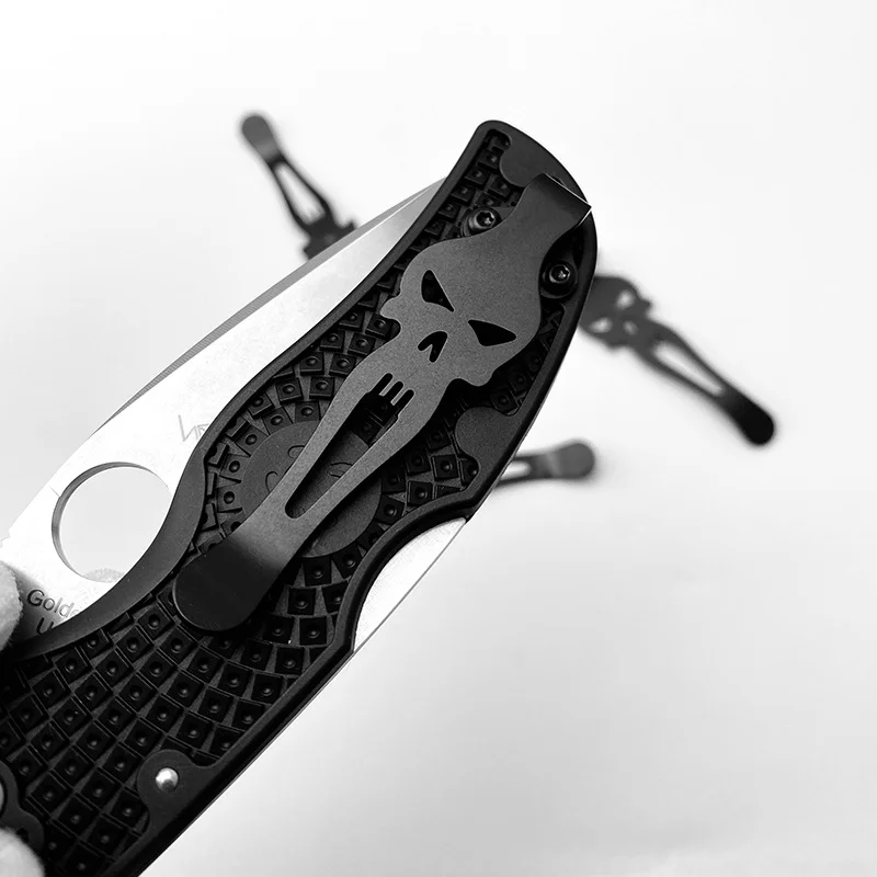 

Titanium Alloy Folding Knife Deep Carry Back Clip Waist Clamp for Spyderco3 C41 Native 5 Lightweight FRN Pocket Screws DIY Parts
