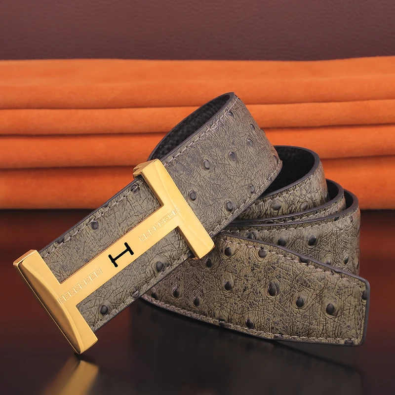 High Quality Embossed Leather With Ostrich Grain Pattern Initial I Letter Buckle Belt For Men Cowhide Cintos 3.8Cm Wide Waistban
High Quality Embossed Leather With Ostrich Grain Pattern Initial I Letter Buckle Belt For Men Cowhide Cintos 3.8Cm Wide Waistban