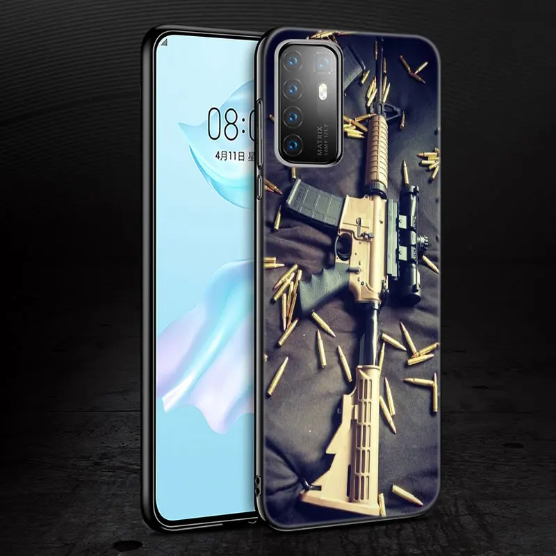 Чехол с военным оружием для Huawei P20 P30 P40 P50 Pro P8 P9 P10 Lite 2017 P Smart Z S 2020 2021 2018 2019 черный