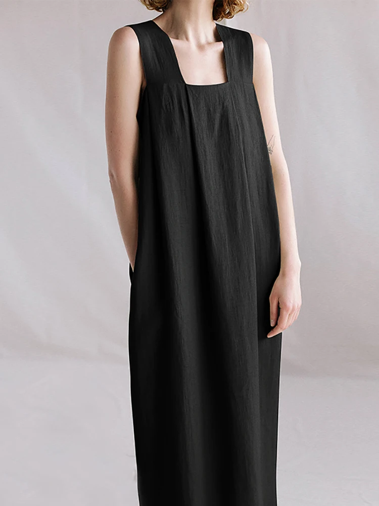Nice Women Cotton And Linen Long Dress Square Collar Loose Style Oversize Summer Dress Solid Color Sleeveless Dress Vestidos
Nice Women Cotton And Linen Long Dress Square Collar Loose Style Oversize Summer Dress Solid Color Sleeveless Dress Vestidos
