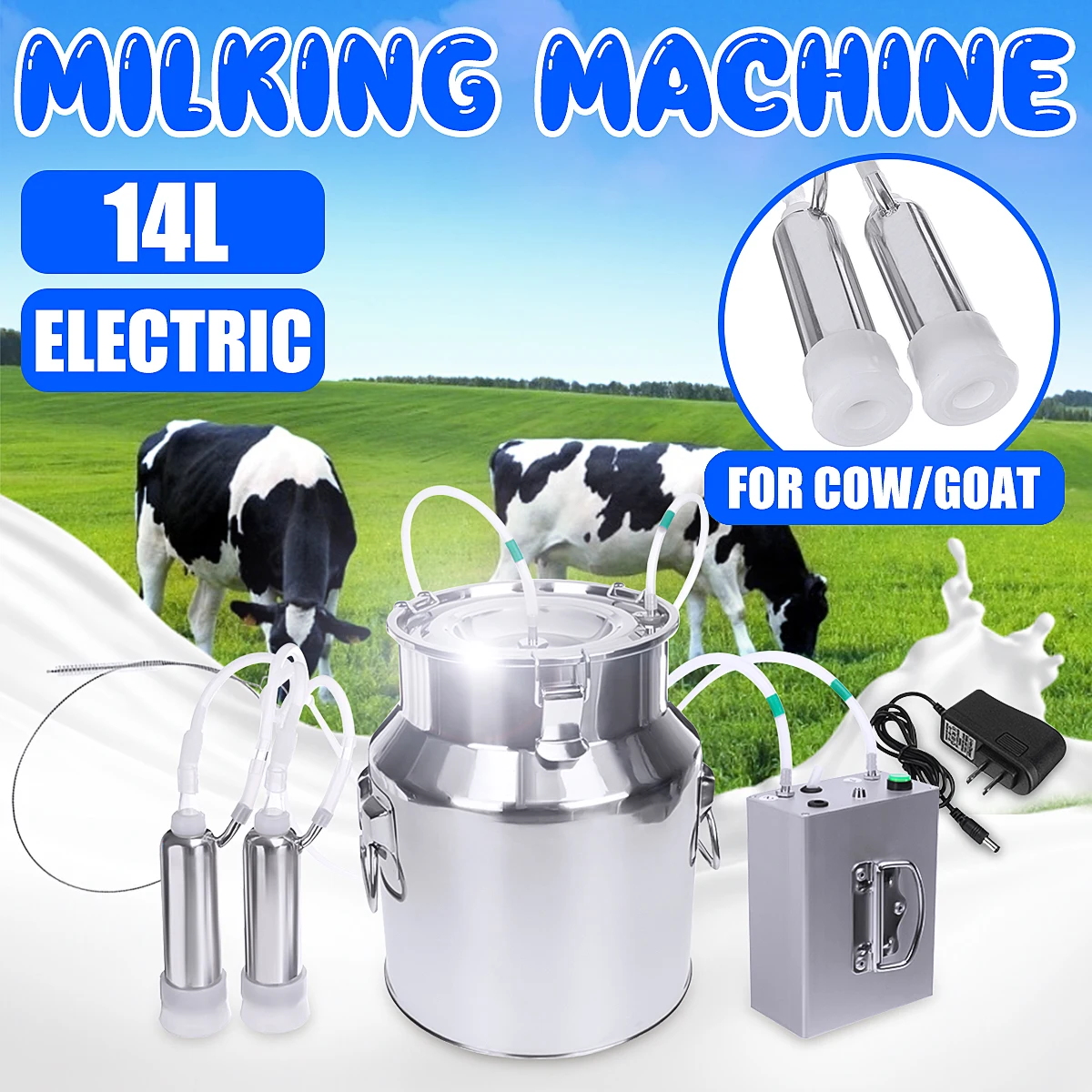 Перезаряжаемая корова; Коза; Овца Milker 14L электрическая Молочная машина ведро из нержавеющей стали с двойной головкой шланг с ограничительны...
Перезаряжаемая корова; Коза; Овца Milker 14L электрическая Молочная машина ведро из нержавеющей стали с двойной головкой шланг с ограничительны...