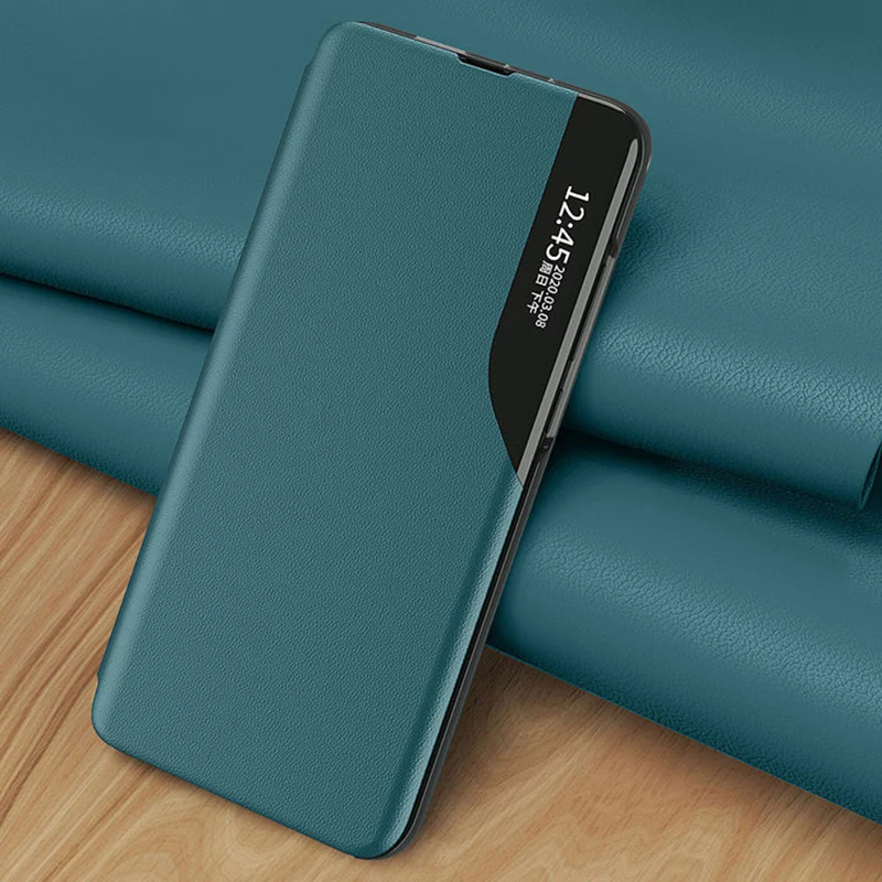 Умный прозрачный чехол-книжка для Samsung Galaxy S22 S21 Plus Note 20 Ultra S20 FE A53 A52 A72 5G A51 A71 A12