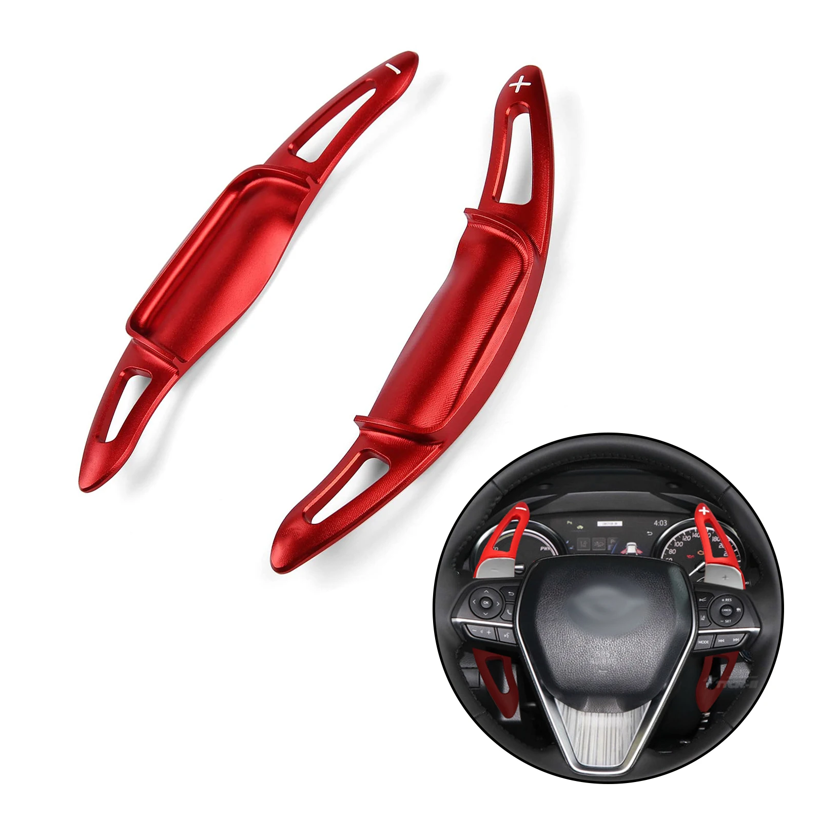 

2pcs Aluminum Steering Wheel Paddle Shifter Extension Cover for Toyota Camry LE SE XLE XSE Corolla RAV4 Avolon