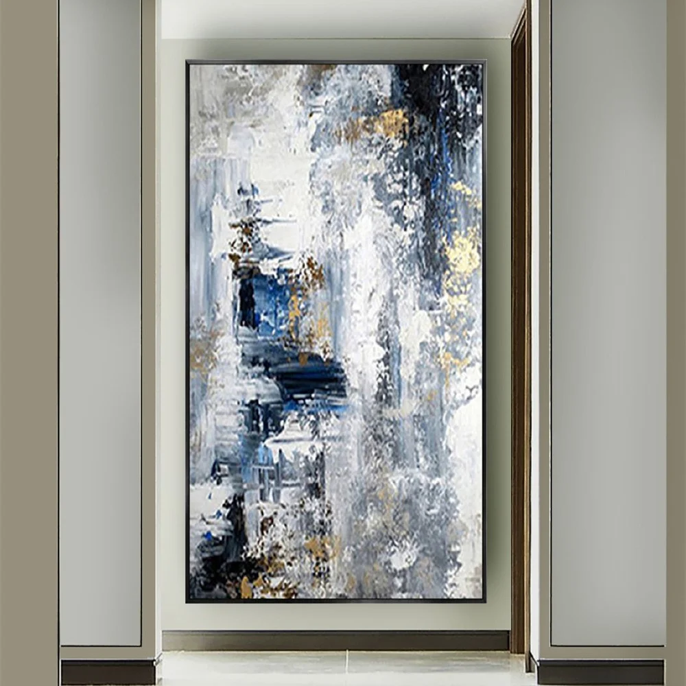 Home Pendant Artwork 100% Hand-Painted Golden Oil Painting Abstract Blue Canvas Pictures Wall Art For Living Room Decor Mural
Home Pendant Artwork 100% Hand-Painted Golden Oil Painting Abstract Blue Canvas Pictures Wall Art For Living Room Decor Mural