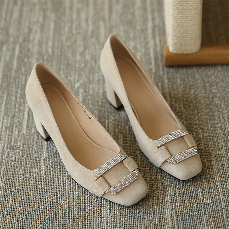 Meotina High Heels Real Leather Woman Shoes Kid Suede Thick Heel Pumps Fashion Crystal Square Toe Female Footwear Black Apricot
Meotina High Heels Real Leather Woman Shoes Kid Suede Thick Heel Pumps Fashion Crystal Square Toe Female Footwear Black Apricot