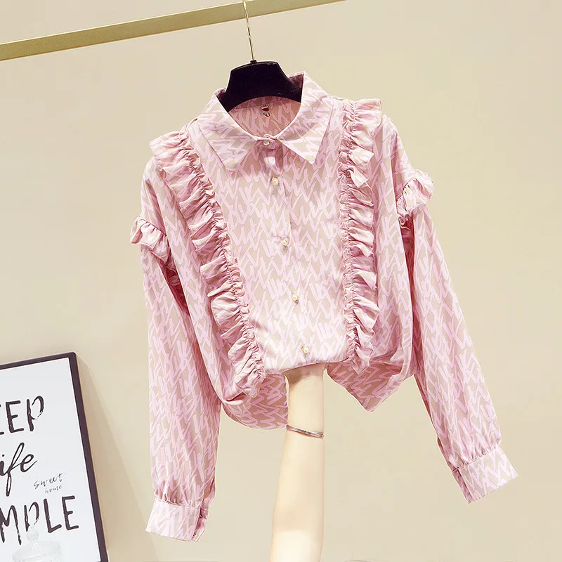 2021 Spring French Ruffles Pink Blouse Women Long Sleeve Button Up Chiffon Shirt Loose Office Lady Tops Blusas Mujer De Moda
2021 Spring French Ruffles Pink Blouse Women Long Sleeve Button Up Chiffon Shirt Loose Office Lady Tops Blusas Mujer De Moda