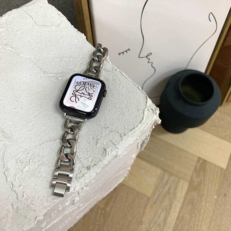 Элегантный ковбойский ремешок из нержавеющей стали для Apple Watch 40 мм 44 38 42 браслет