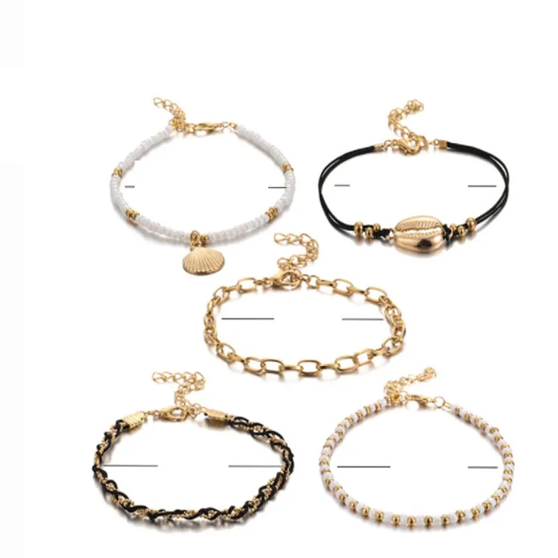 5 шт./компл. летние браслеты с бусинами для женщин золотой цвет модная цепочка