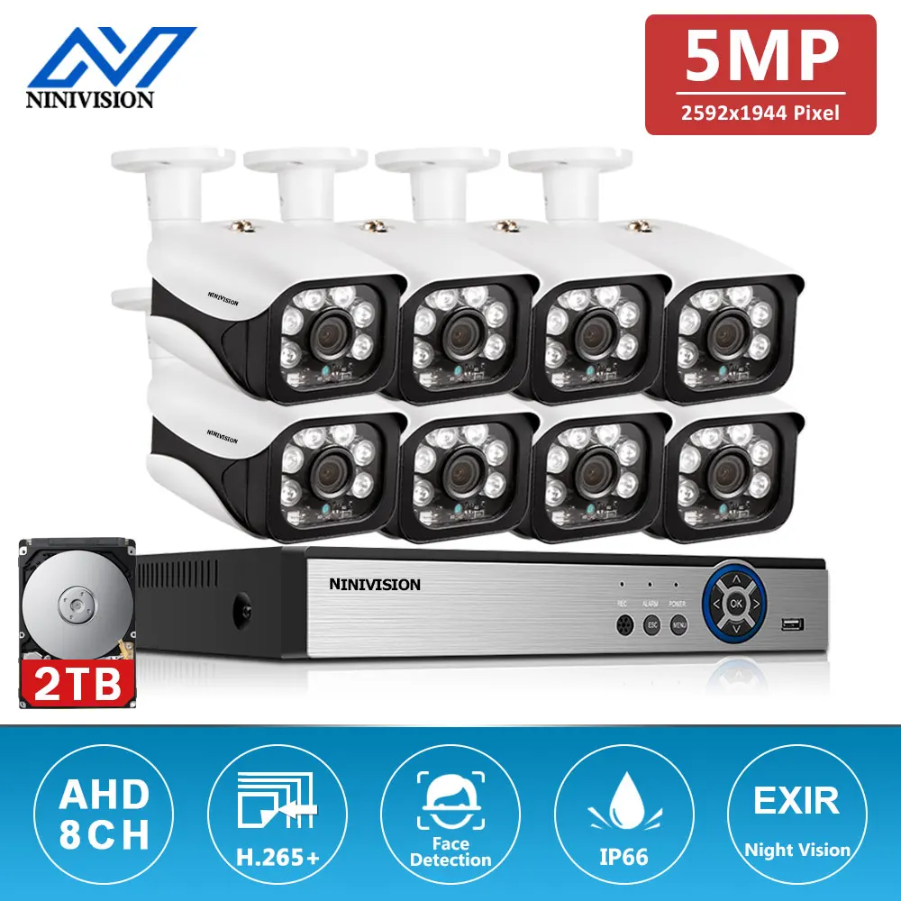 NINIVISION 8CH DVR CCTV System 5.0MP IR indoor Outdoor Waterproof Bullet AHD Security Camera System Surveillance Kit
NINIVISION 8CH DVR CCTV System 5.0MP IR indoor Outdoor Waterproof Bullet AHD Security Camera System Surveillance Kit