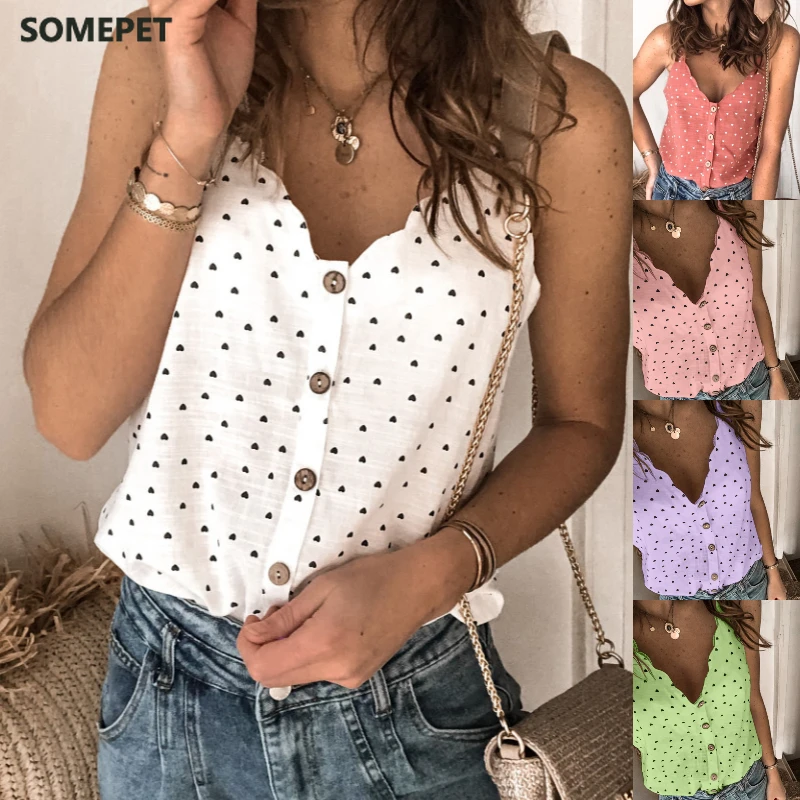 Women Sexy Polka Dot Blouse Shirt Elegant V-Neck Sleeveless Button Tops Summer 2XL Fashion Ladies Chic Streetwear Top blusa
Women Sexy Polka Dot Blouse Shirt Elegant V-Neck Sleeveless Button Tops Summer 2XL Fashion Ladies Chic Streetwear Top blusa
