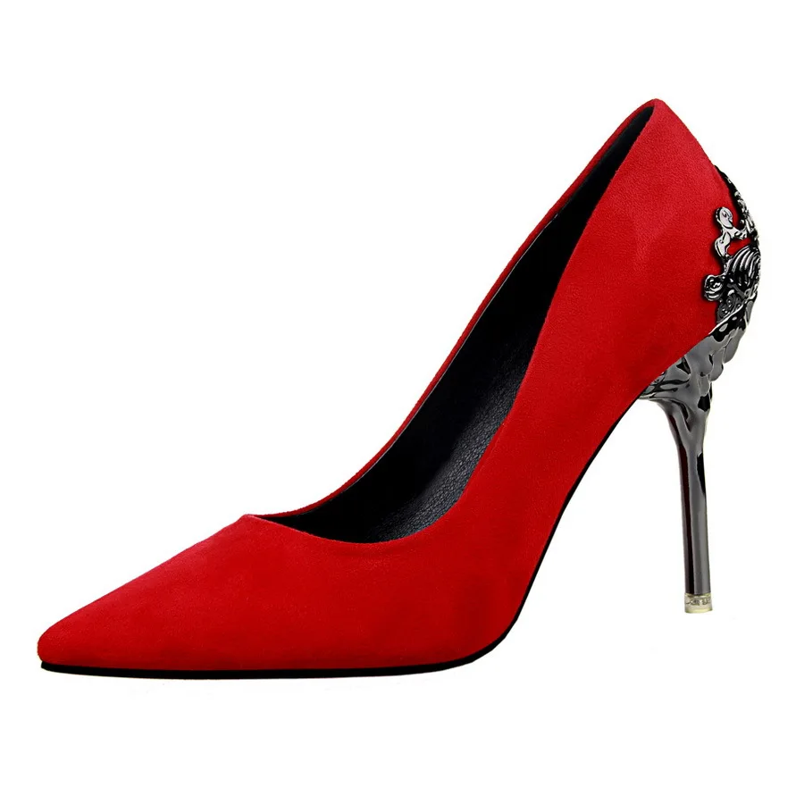 Women Shoes Pointed Toe Pumps Dress Shoes 10CM thin High Heels Boat Shoes Flock Frosted metal Hollow Wedding Shoes
Women Shoes Pointed Toe Pumps Dress Shoes 10CM thin High Heels Boat Shoes Flock Frosted metal Hollow Wedding Shoes