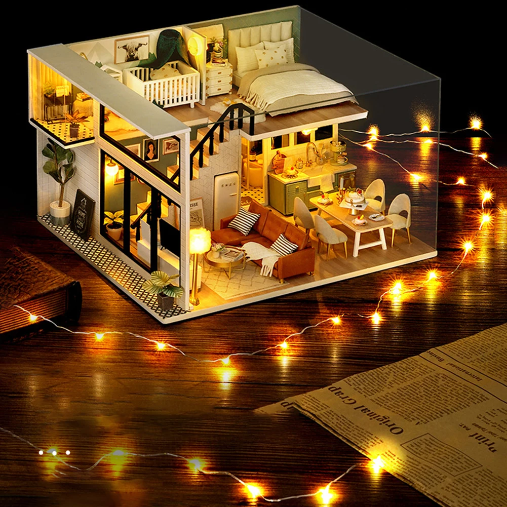 DIY 3D Handmade Dollhouse Wooden House with LED Miniature Furniture Kit Building Kits Casa LED Toy Dollhouse Children Adult Gift
DIY 3D Handmade Dollhouse Wooden House with LED Miniature Furniture Kit Building Kits Casa LED Toy Dollhouse Children Adult Gift