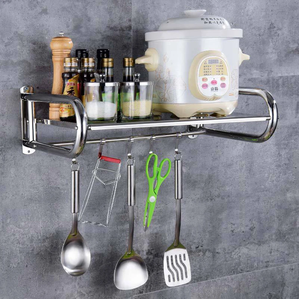 Pot Rack Wall Mount Kitchen Storage Organizer Wall Shelf with 4/5 Hooks for Kitchen Study Living Room
Pot Rack Wall Mount Kitchen Storage Organizer Wall Shelf with 4/5 Hooks for Kitchen Study Living Room