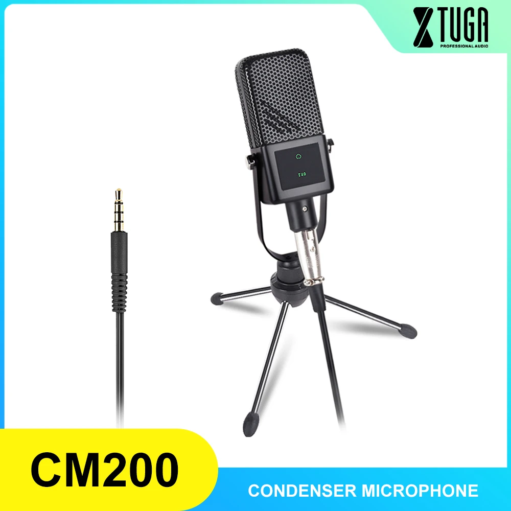 Конденсаторный микрофон CM200 разъем 3 5 мм Plug and Play с мини-штативом для записи звука