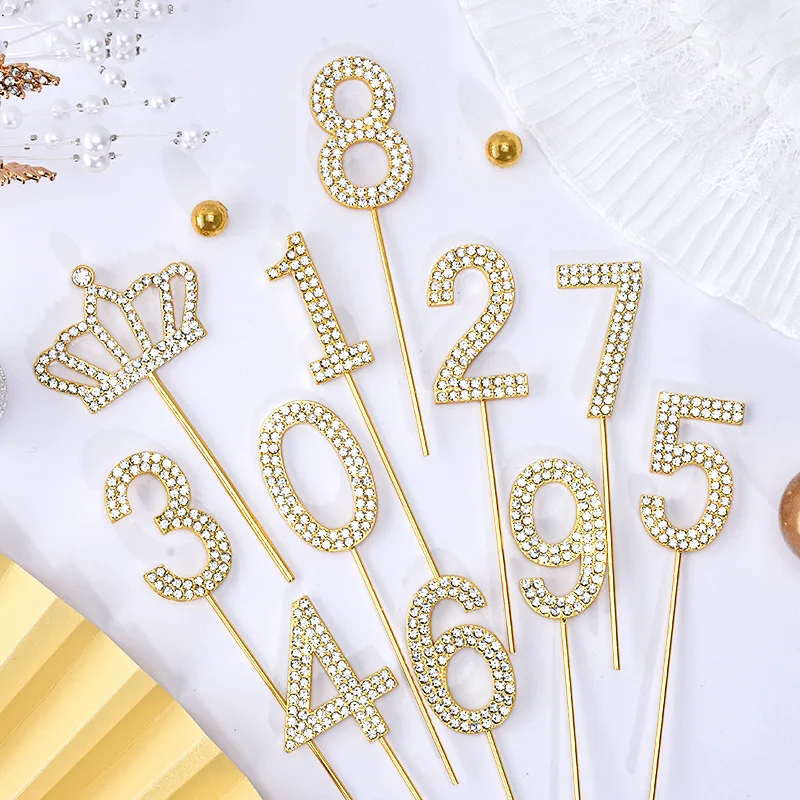 1Pc Glitter Alloy Rhinestone Number Cake Toppers Baby Shower Birthday Decoration Wedding Gold Silver Digital Cakes Dessert Decor
1Pc Glitter Alloy Rhinestone Number Cake Toppers Baby Shower Birthday Decoration Wedding Gold Silver Digital Cakes Dessert Decor