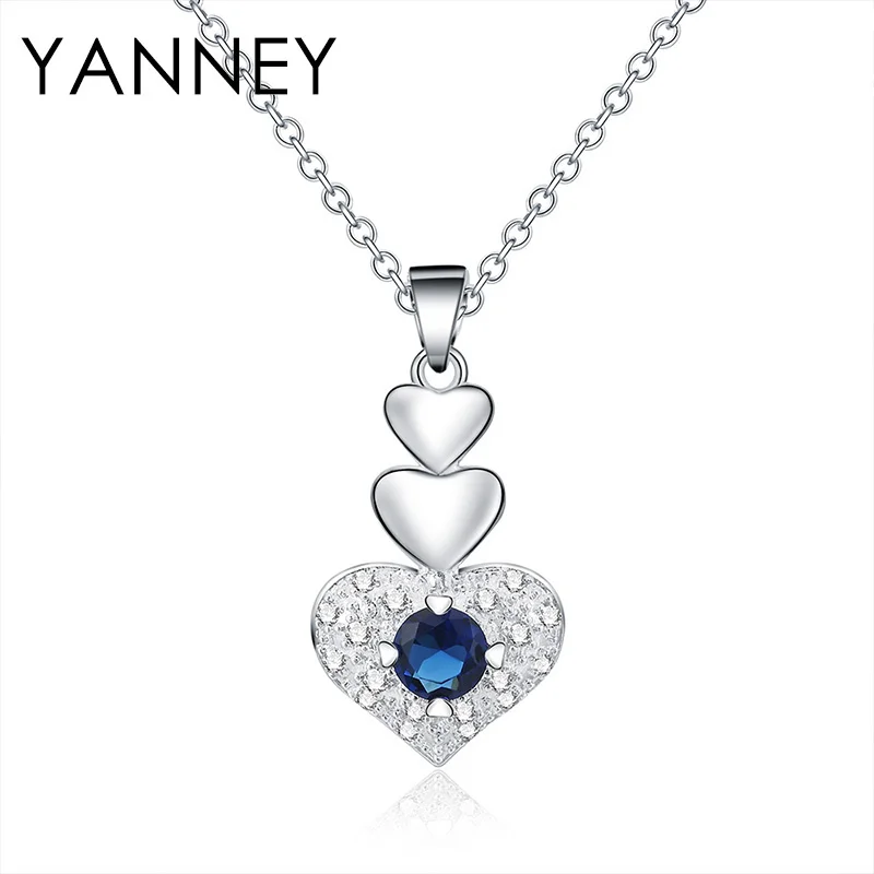 YANNEY 925 Sterling Silver Elegant Blue Heart-shaped Zircon Pendant Necklace For Woman Fashion Wedding Jewelry Party Gift
YANNEY 925 Sterling Silver Elegant Blue Heart-shaped Zircon Pendant Necklace For Woman Fashion Wedding Jewelry Party Gift