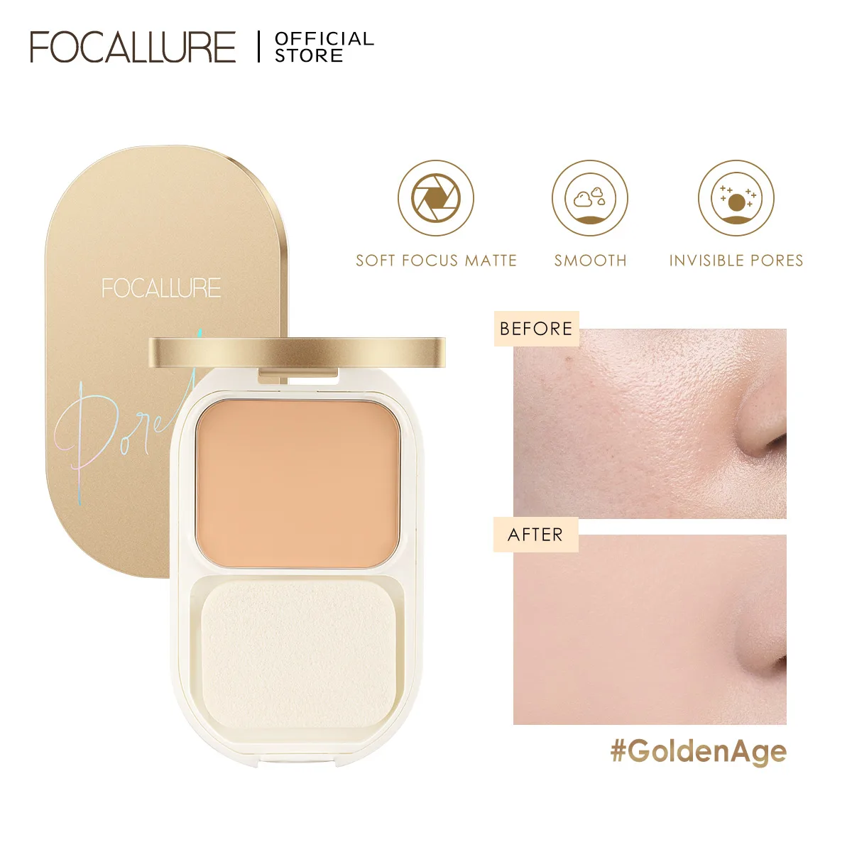 Focallure Long-lasting Poreless Compact Powder Soft Matte Invisible Pores Face Makeup Waterproof Oil Control Pressed Powder 
Focallure Long-lasting Poreless Compact Powder Soft Matte Invisible Pores Face Makeup Waterproof Oil Control Pressed Powder